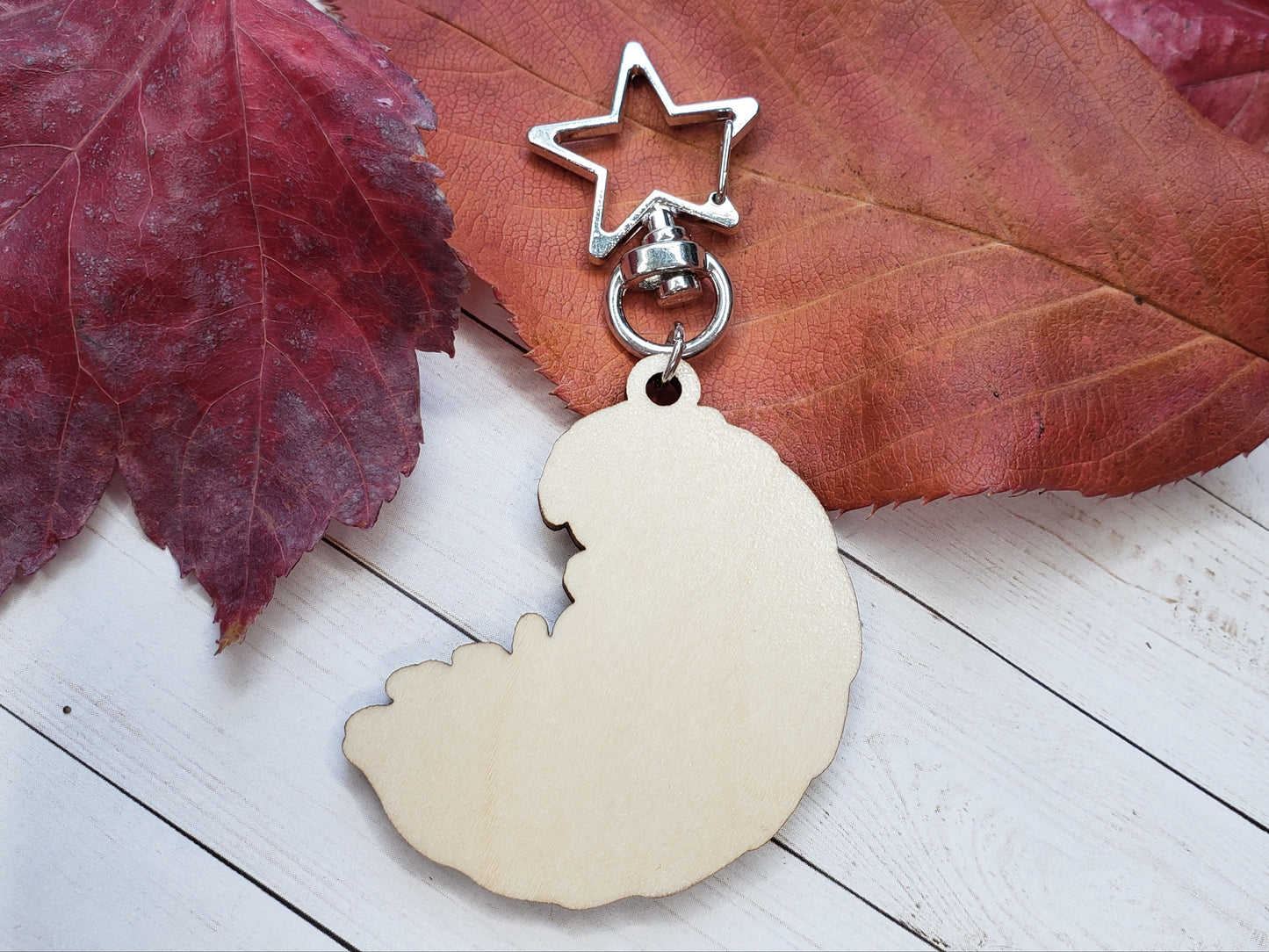 Zebra Isopod Wooden Keychain