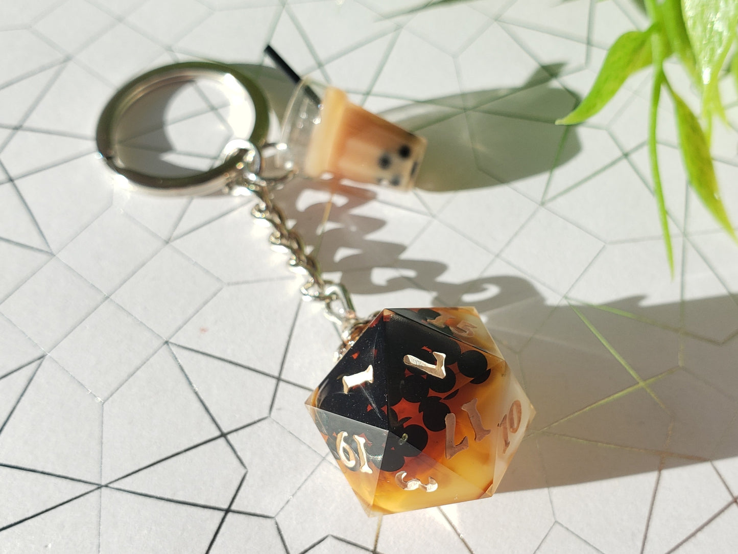 "Brown Sugar Boba" - Handmade D20 Keychain