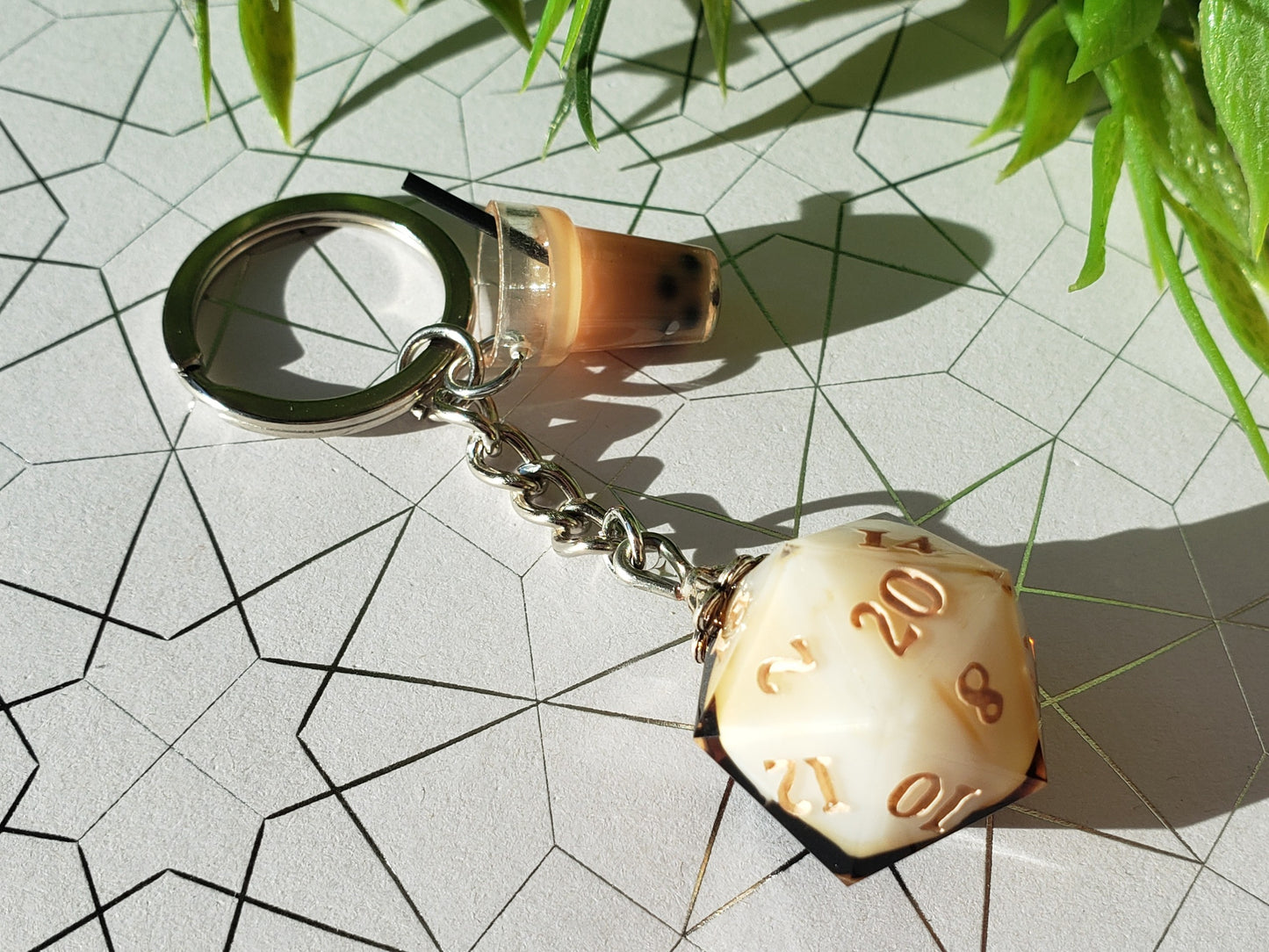 "Brown Sugar Boba" - Handmade D20 Keychain