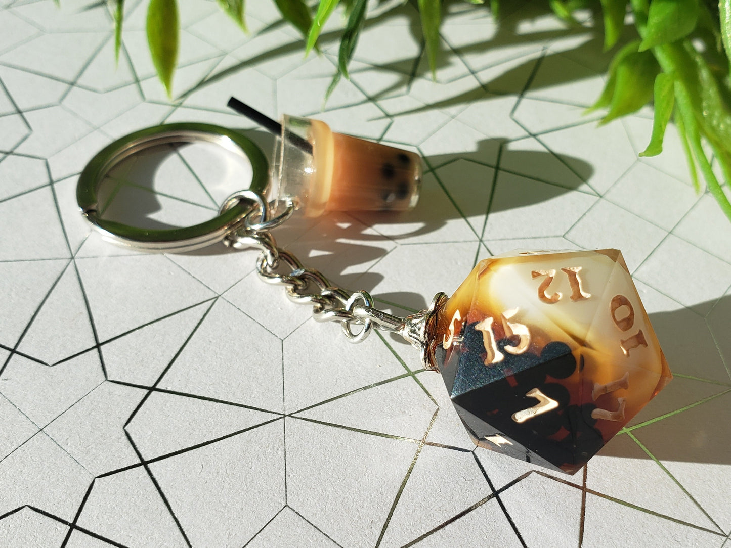 "Brown Sugar Boba" - Handmade D20 Keychain