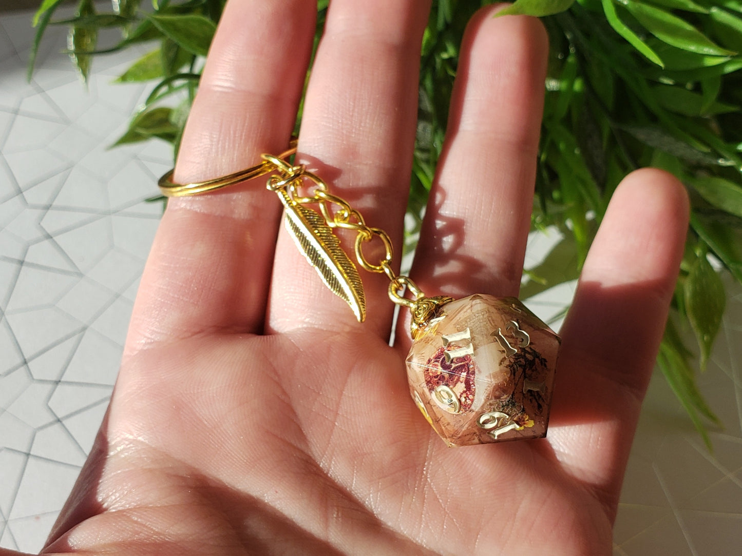 "Regal Antiquarian" - Handmade D20 Keychain