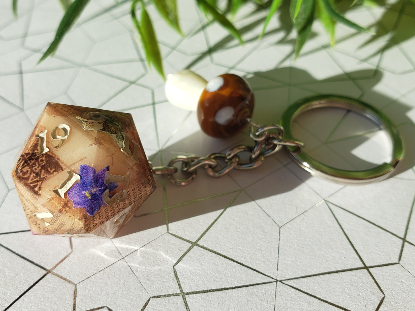 "Earthy Antiquarian" - Handmade D20 Keychain