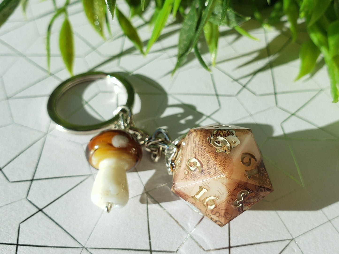"Earthy Antiquarian" - Handmade D20 Keychain