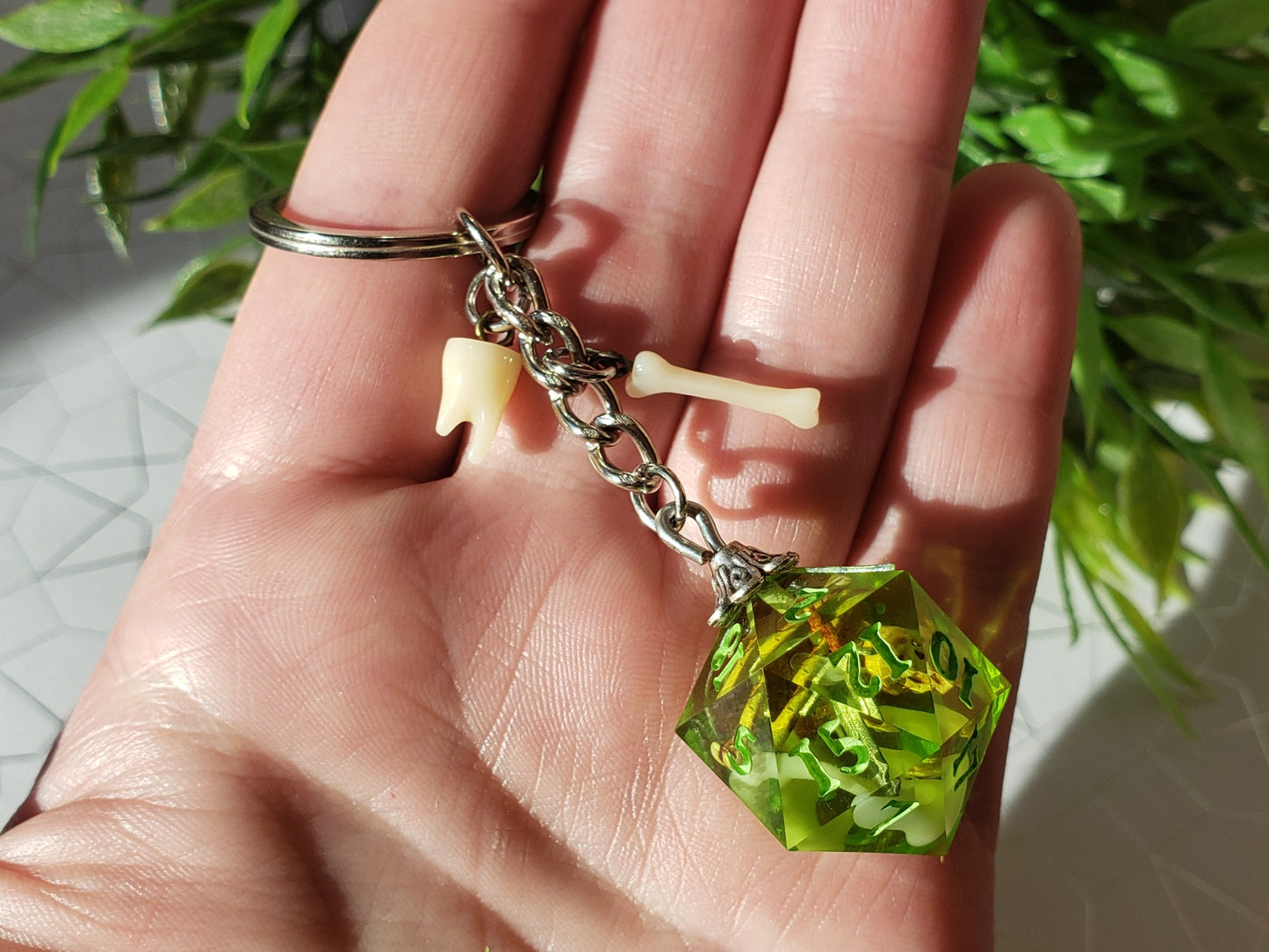 "Gelatinous Polyhedron" - Handmade D20 Keychain