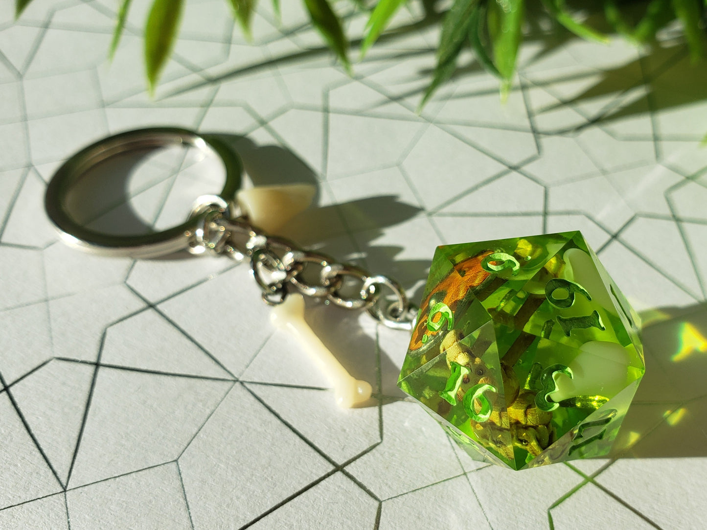 "Gelatinous Polyhedron" - Handmade D20 Keychain