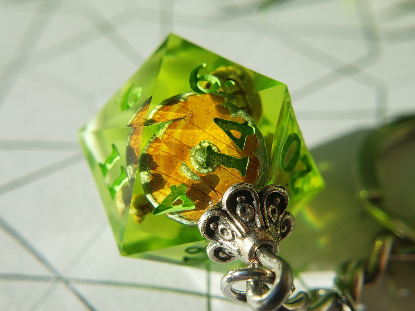 "Gelatinous Polyhedron" - Handmade D20 Keychain