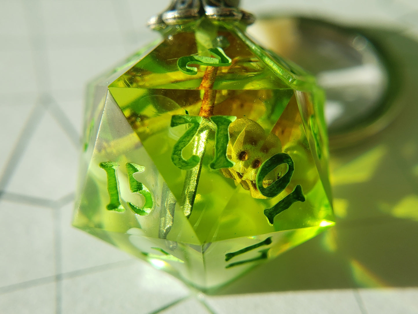 "Gelatinous Polyhedron" - Handmade D20 Keychain