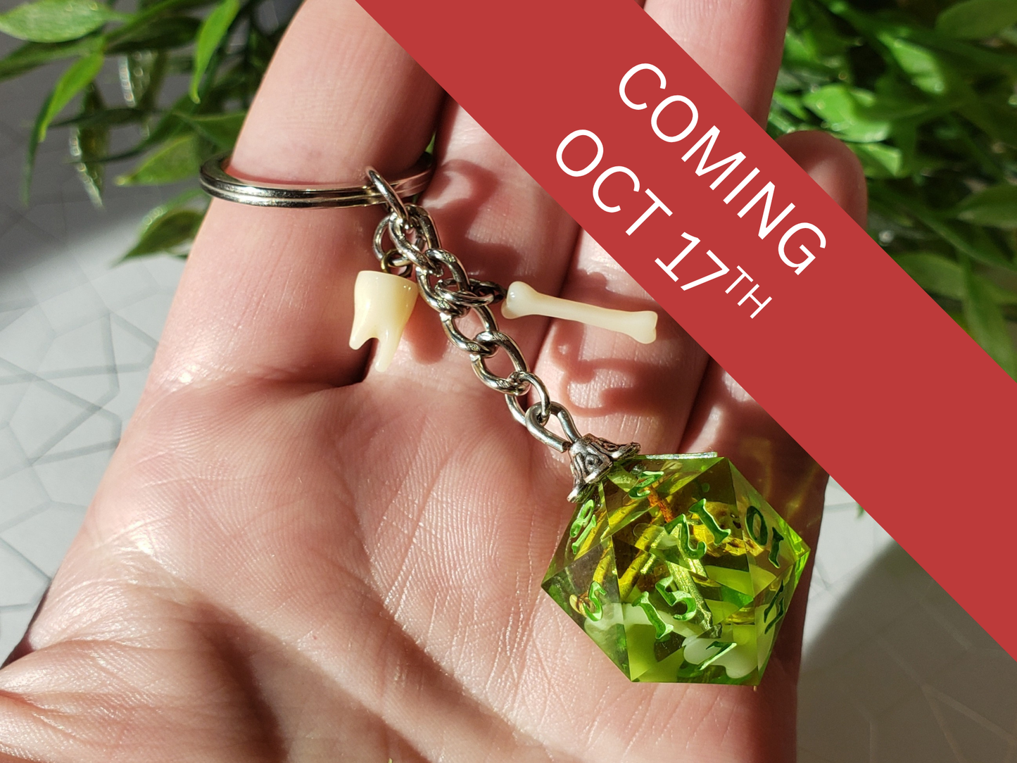 "Gelatinous Polyhedron" - Handmade D20 Keychain