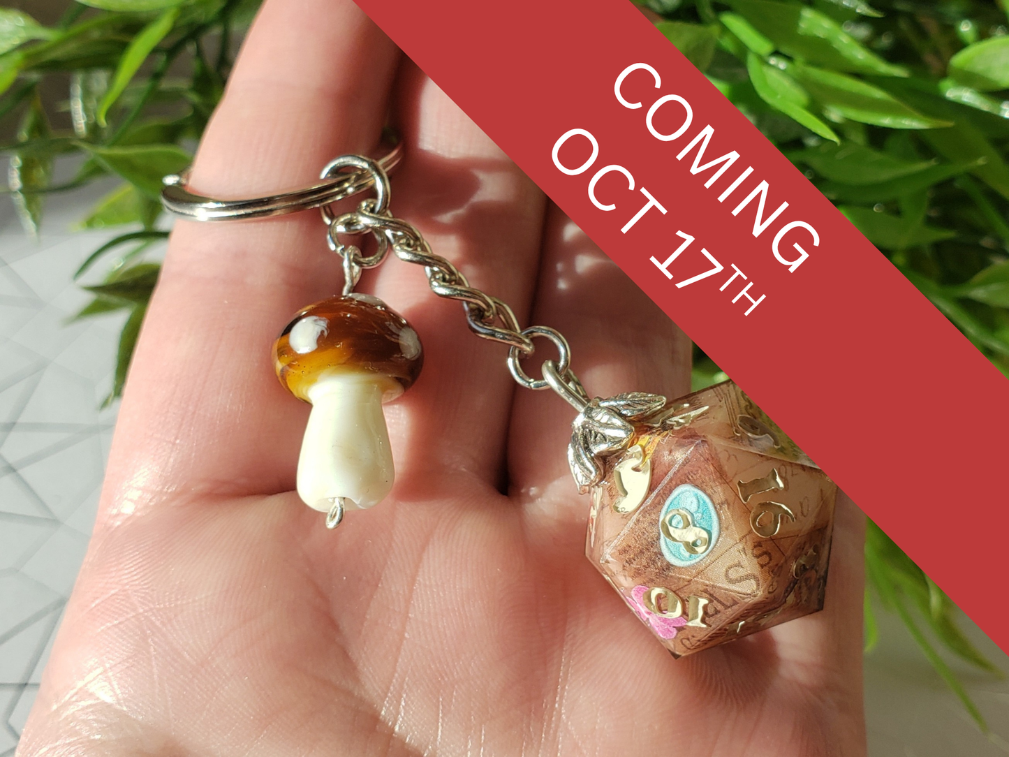 "Earthy Antiquarian" - Handmade D20 Keychain