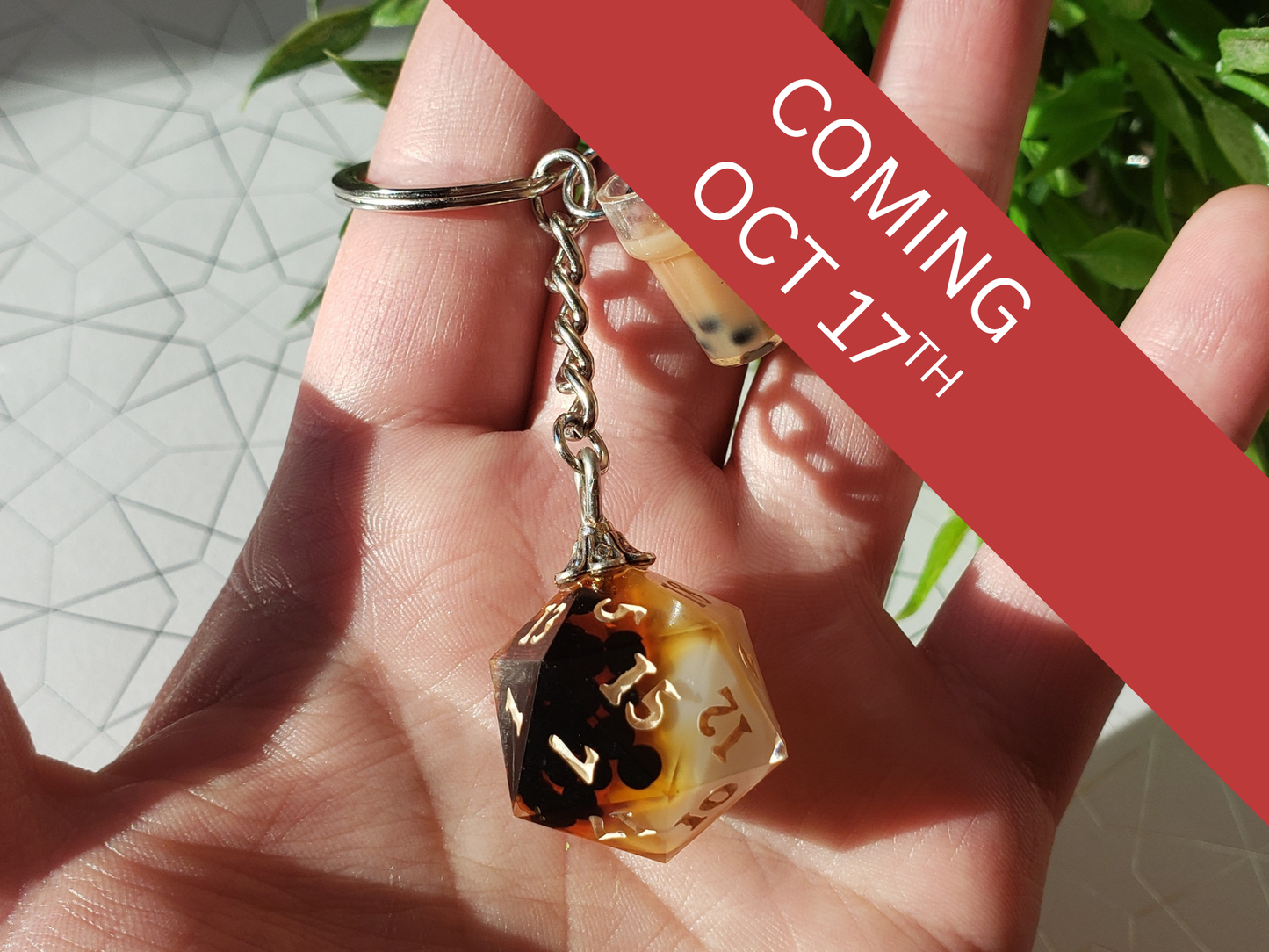 "Brown Sugar Boba" - Handmade D20 Keychain