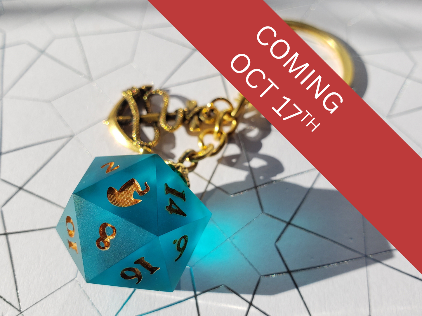 "Sea Glass" - Handmade D20 Keychain