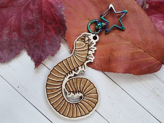 Millipede Wooden Keychain