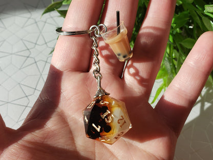 "Brown Sugar Boba" - Handmade D20 Keychain