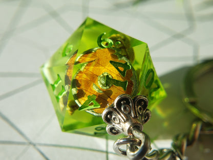 "Gelatinous Polyhedron" - Handmade D20 Keychain