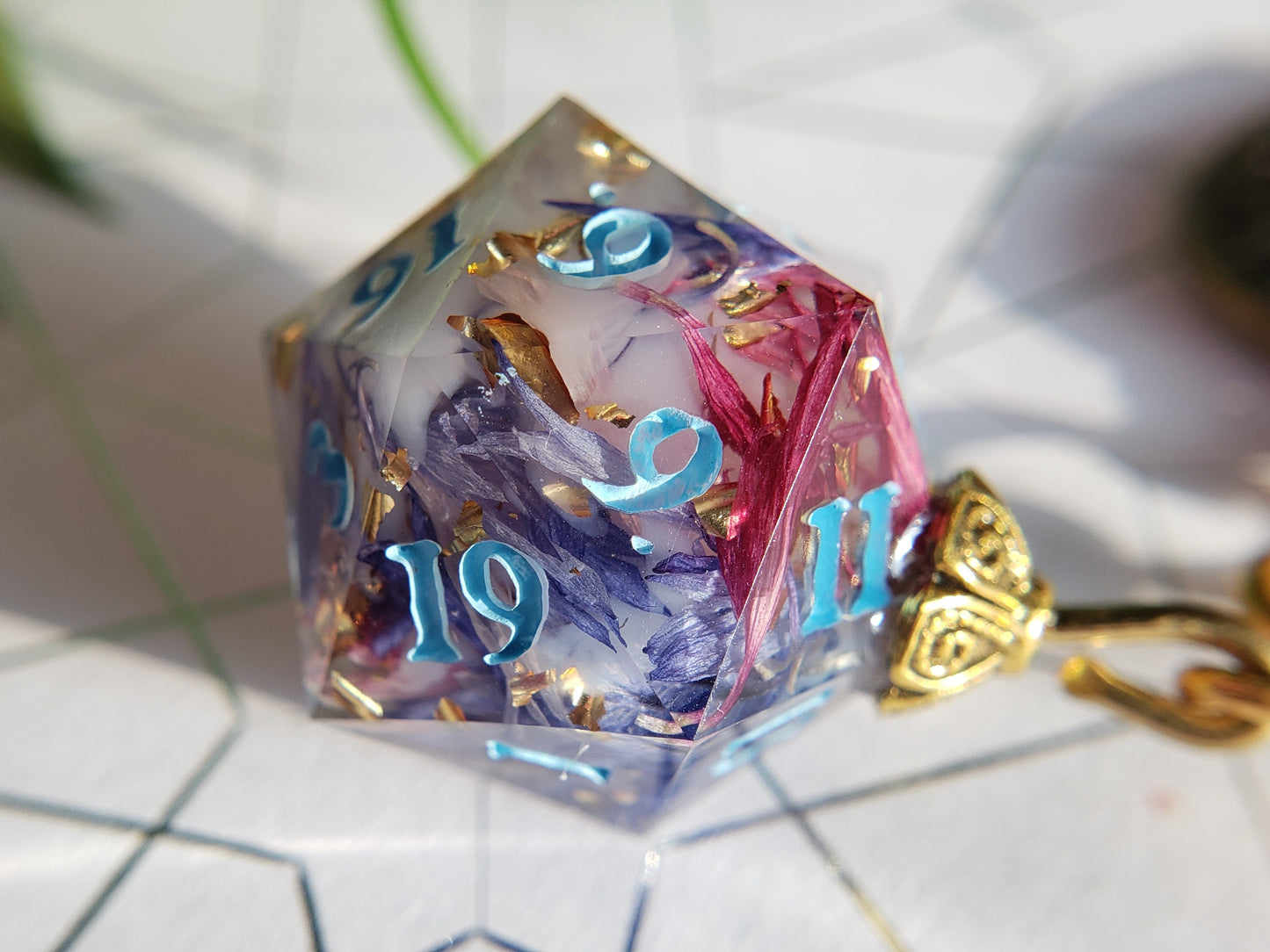 "Meadow" - Handmade D20 Keychain