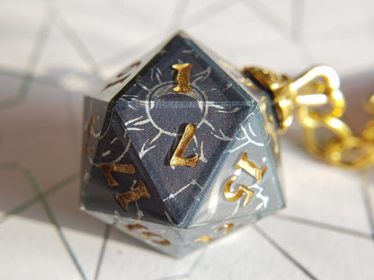 "Dark Academia" - Handmade D20 Keychain