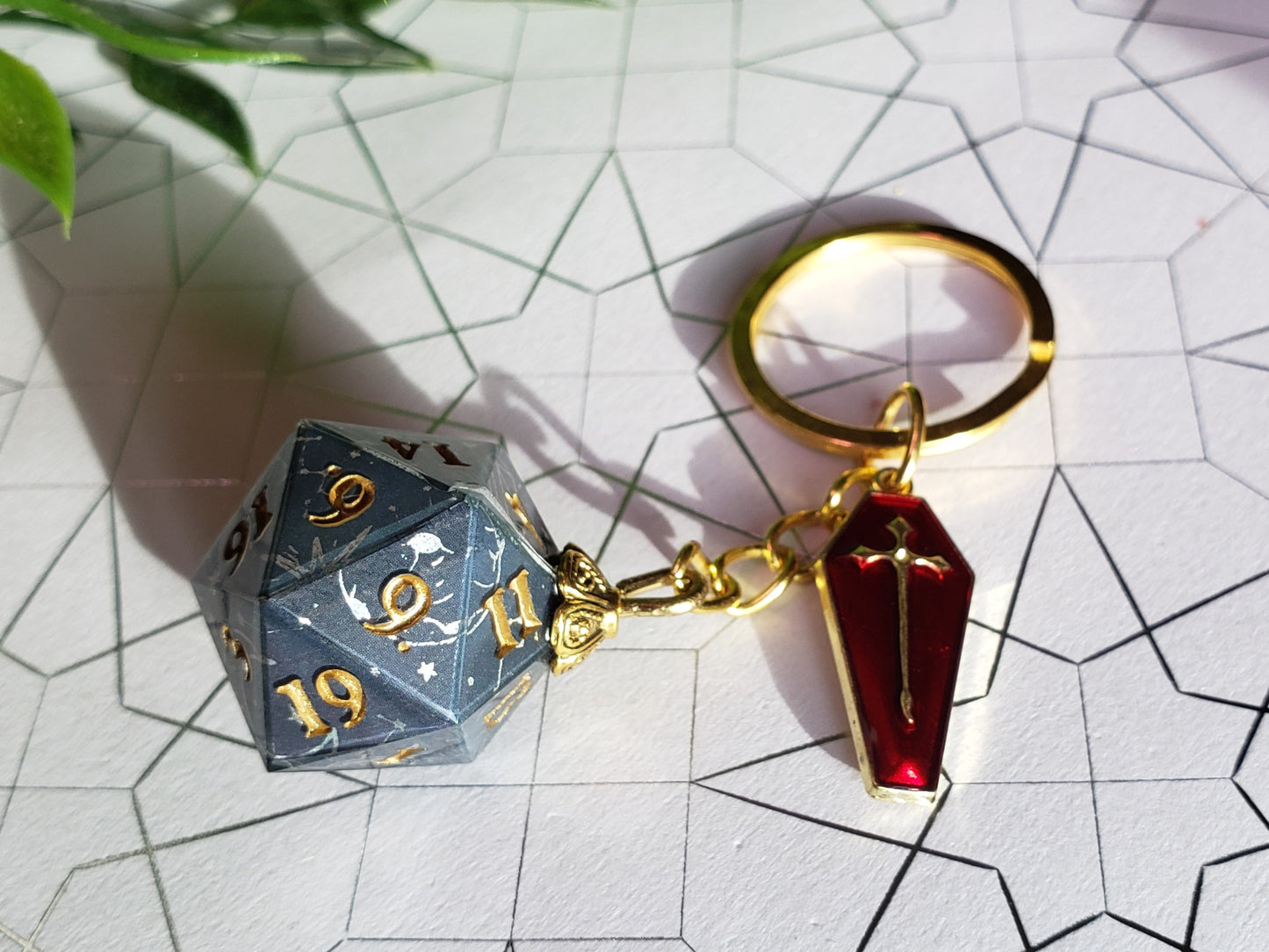 "Dark Academia" - Handmade D20 Keychain