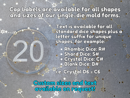 Cap Labels for Dice Molds