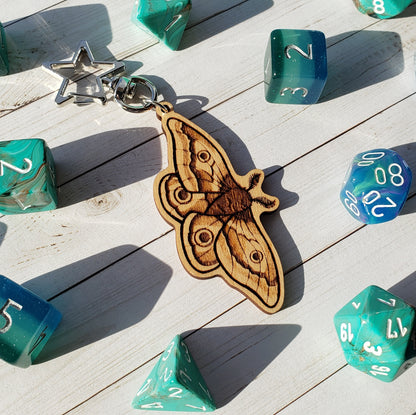 Emperor Moth Wooden Keychain